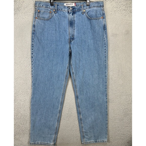 Levis 505 Mens Regular Fit Straight Leg Jeans 40X34 Blue Red Tab Denim Pants NEW